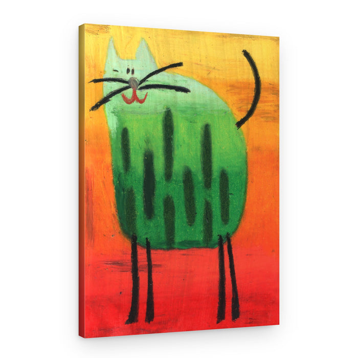 Happy Green Cat – Canvas Print