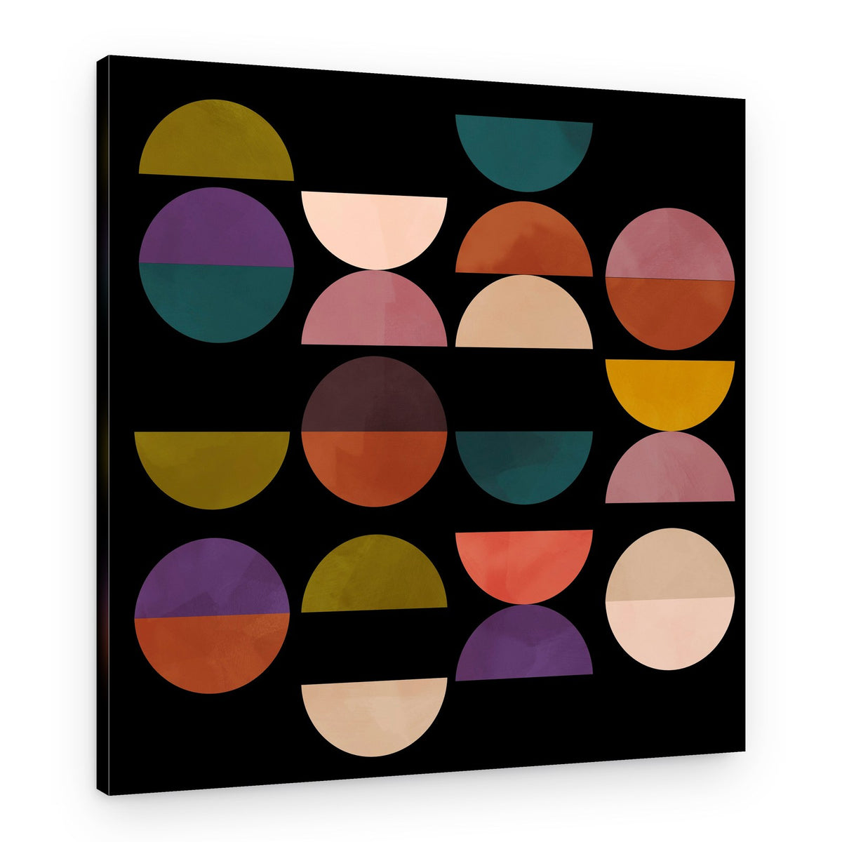 Mid Circles Terracotta Blck1 – Canvas Print