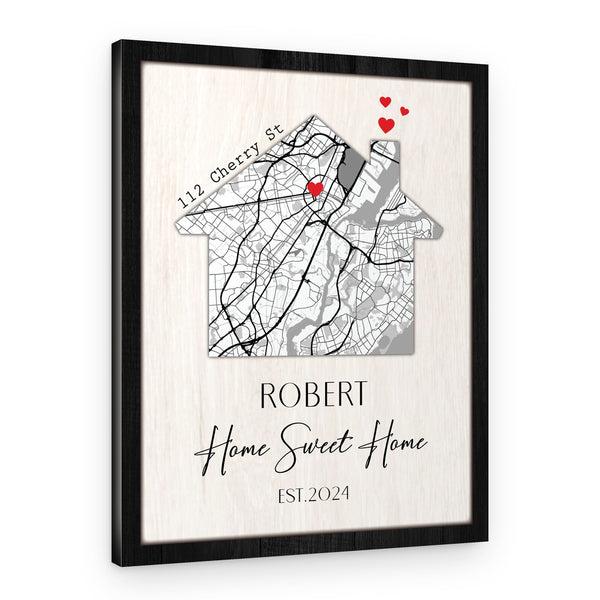 Home Sweet Home Custom Map Canvas Print