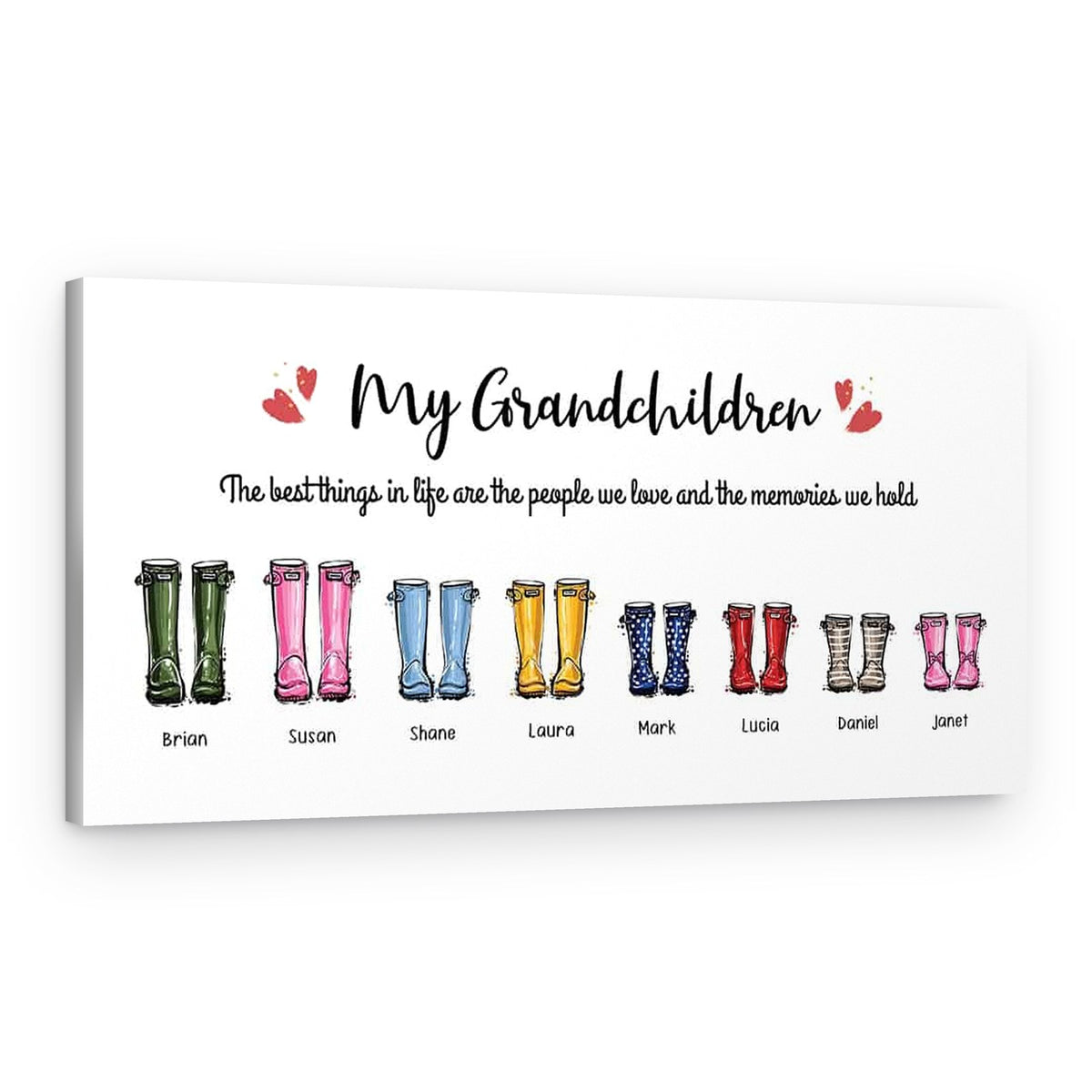 “My Grandchildren” Custom Family Welly Boot Canvas Print – Canvas Print – 8 Kids