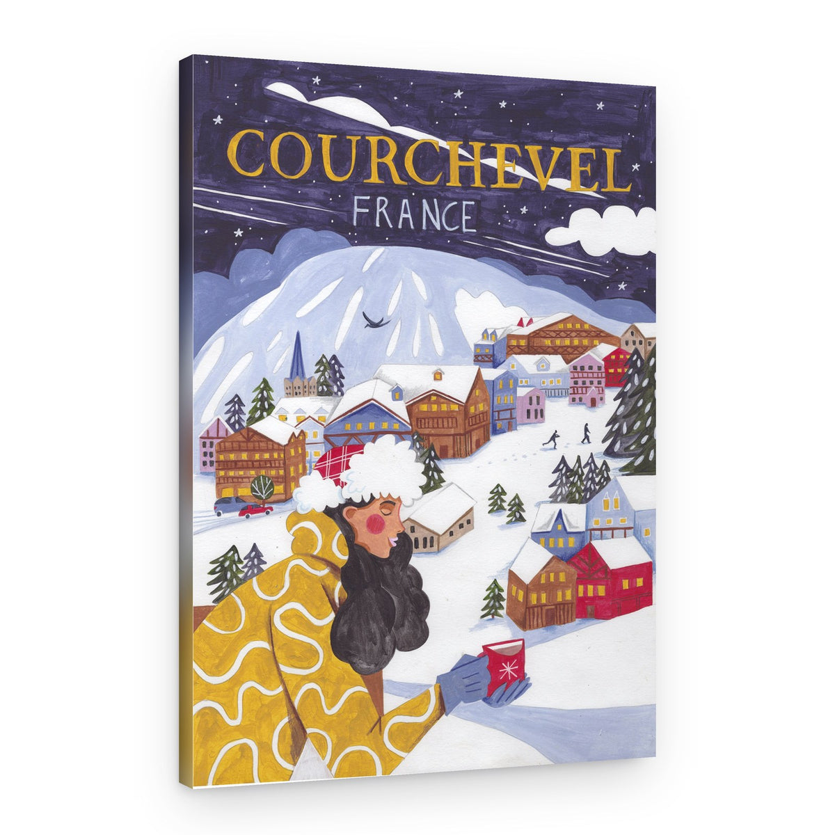 Travel Poster woman in France, Courchevel – Canvas Print