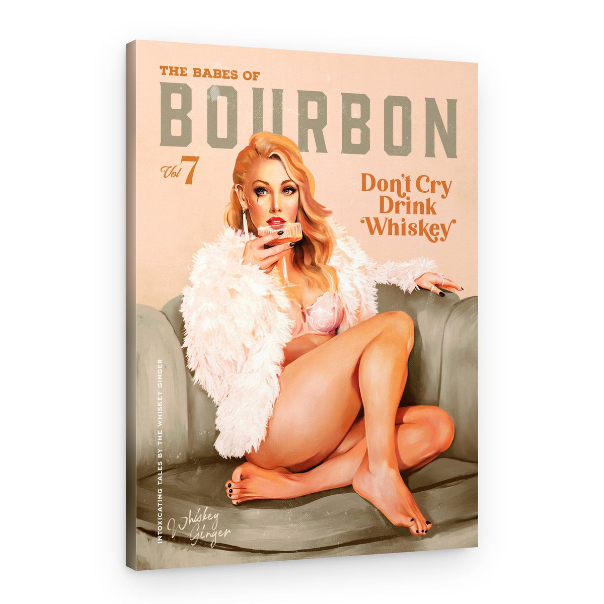 Babes of Bourbon Vol 7 Sexy Vintage Whiskey Pinup Girl – Canvas Print