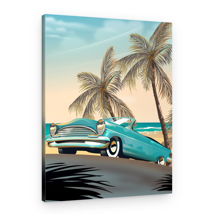 Retro Beach Car Ride – Canvas Print