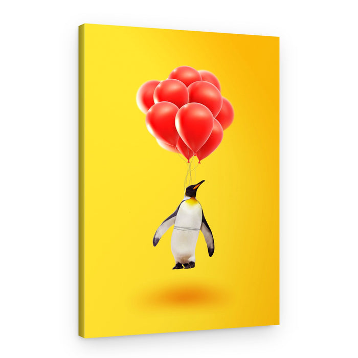 Whimsical Flying Penguin – Canvas Print