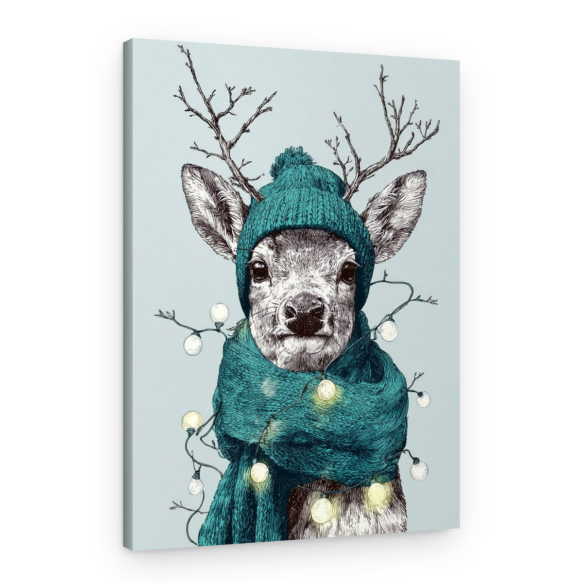 Cozy Winter Deer – Canvas Print