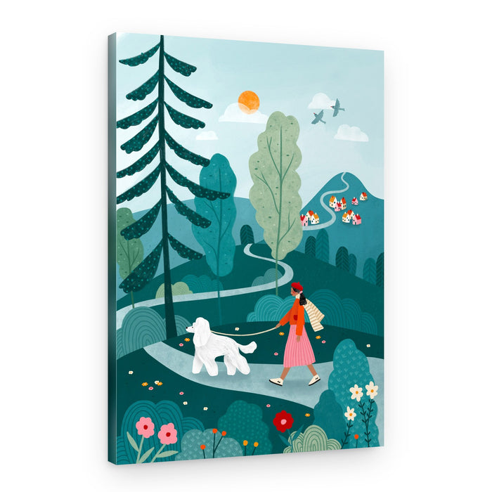 Dog Walk Country Village – Canvas Print