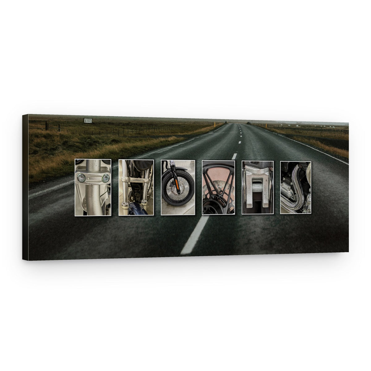 Motorcycle Letter Art Custom Name Canvas – Canvas Print – Background B