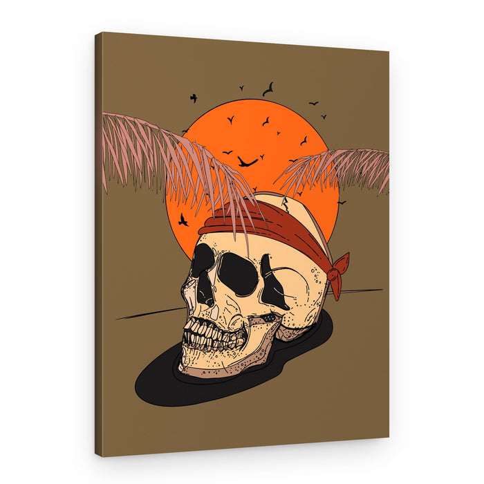 Pirate Skull Sunset Sands – Canvas Print
