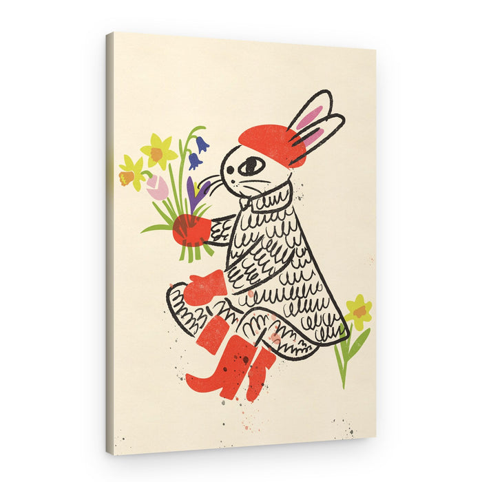 Spring Bunny with Flowers – Canvas Print