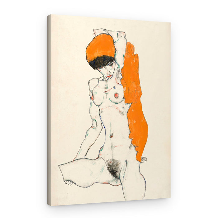 Standing Nude With Orange Drapery 1914 – Canvas Print