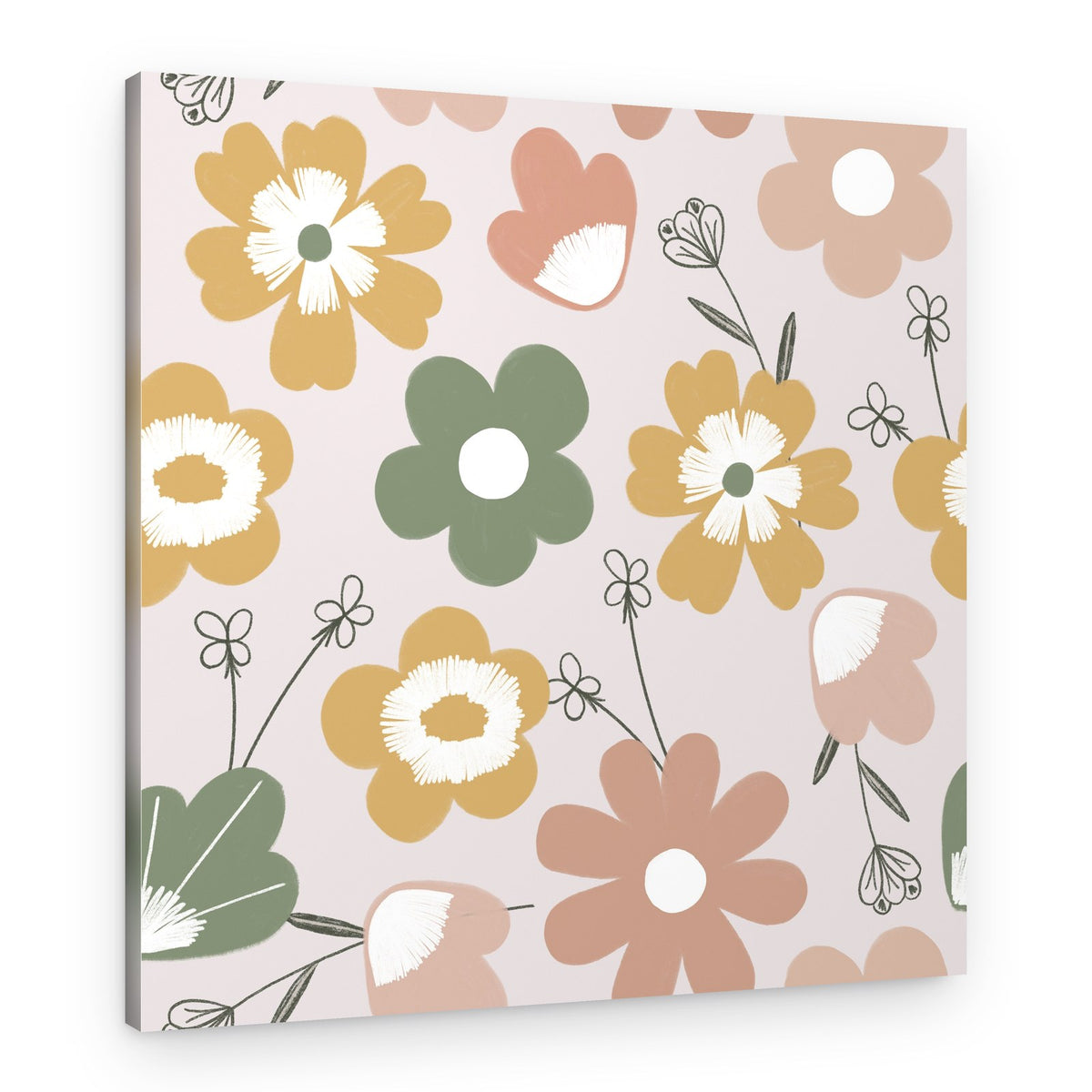 Earthy Pastel Blooms – Canvas Print