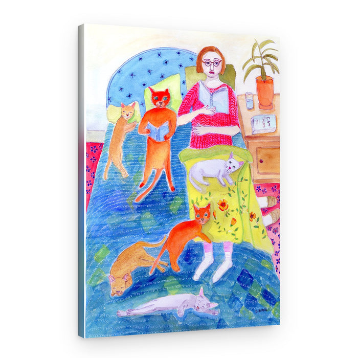 Reading With Cats – Canvas Print
