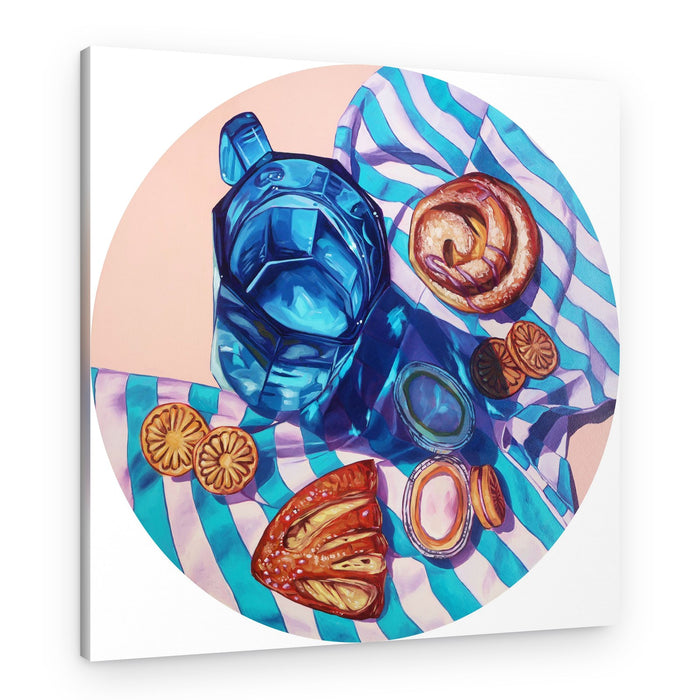Blue Glass and Pastries – Canvas Print