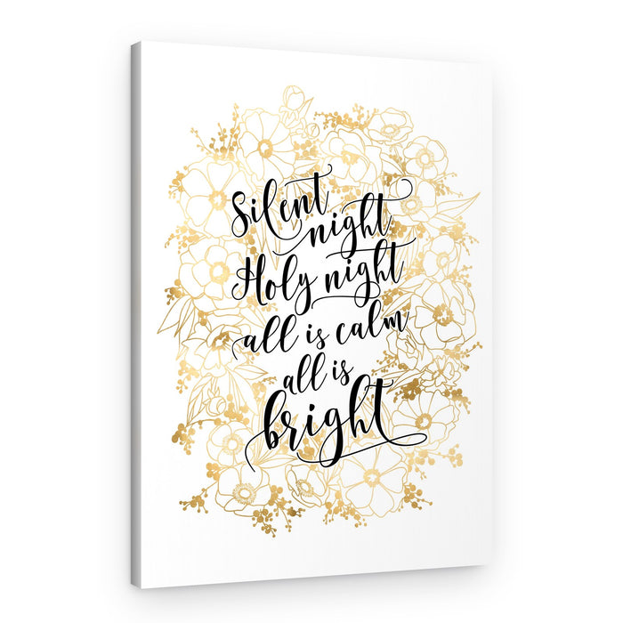 Silent Night Gold Wreath – Canvas Print