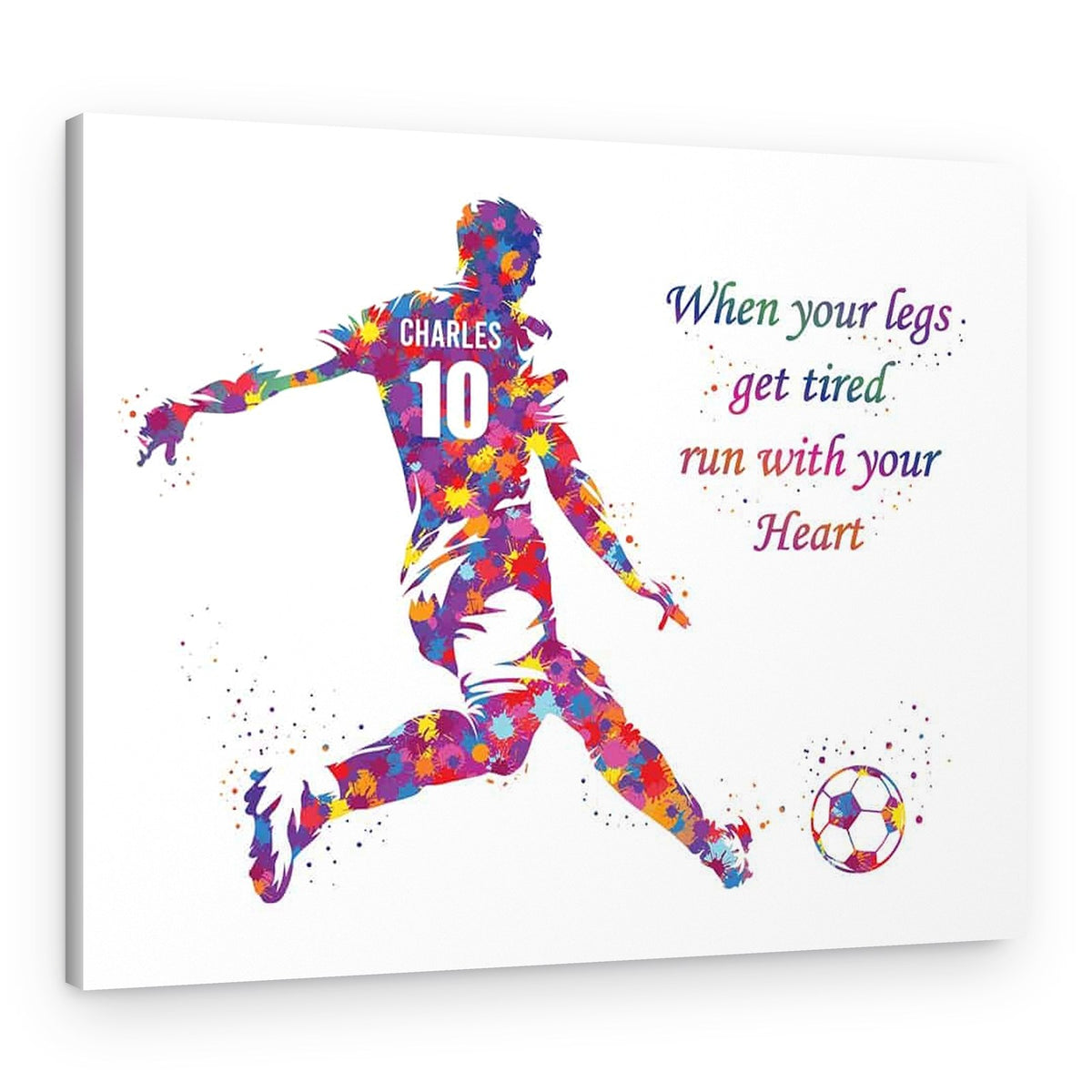 Male Soccer Player Personalized Watercolor Canvas Print – Canvas Print – Design A