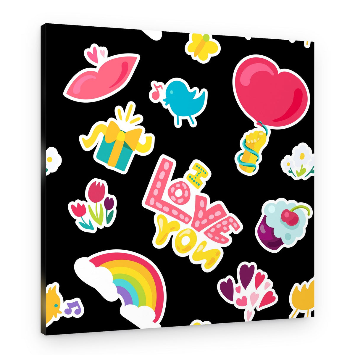 Cute Love Stickers – Canvas Print