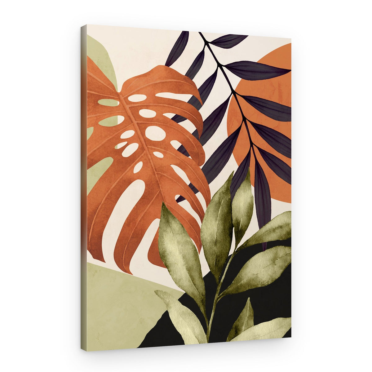 Earthy Tropical Leaves – Canvas Print