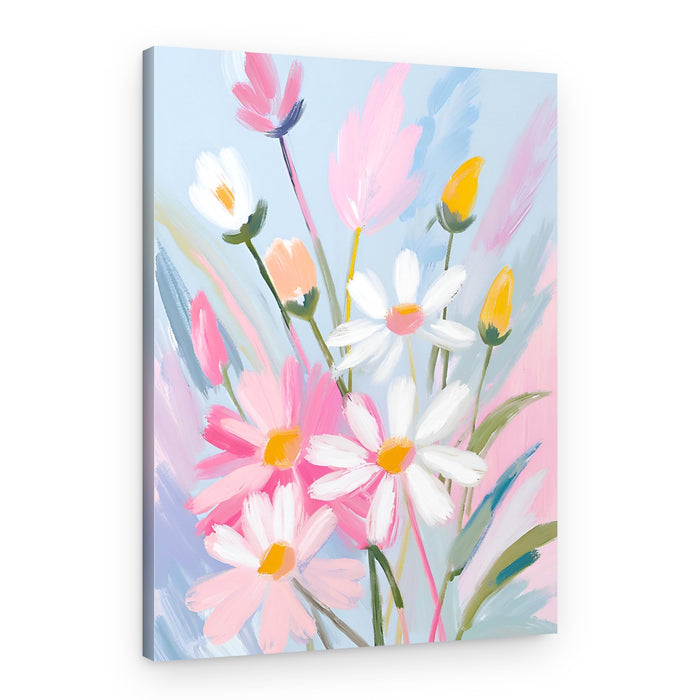Painterly Pastel Flowers – Canvas Print
