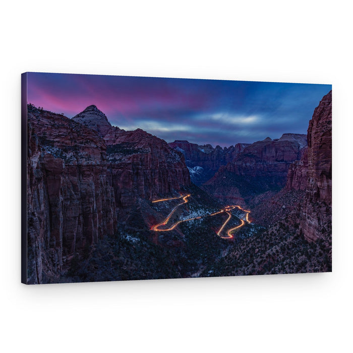 Winding Canyon Road At Dusk – Canvas Print