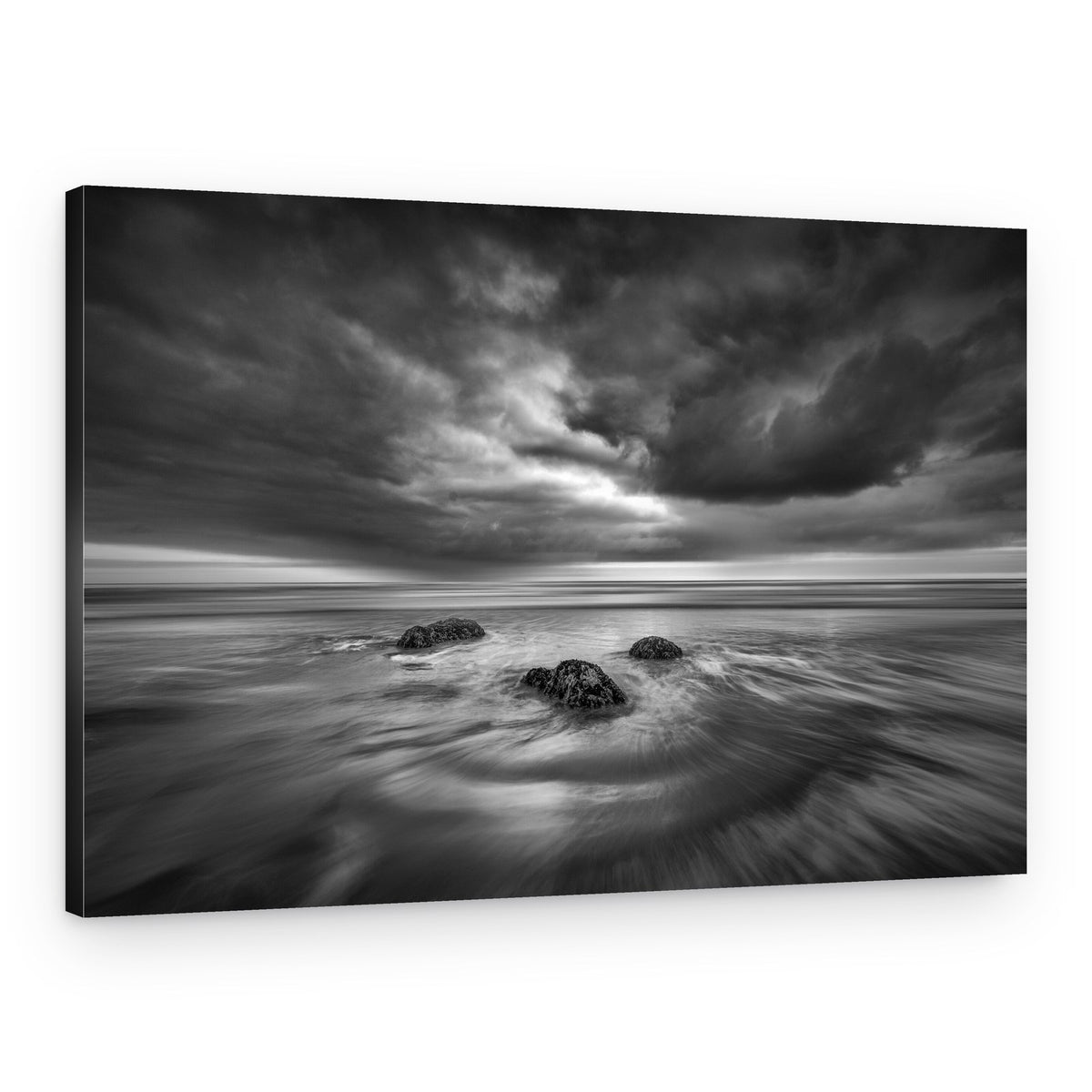 Ocean Rocks Dark Sky – Canvas Print