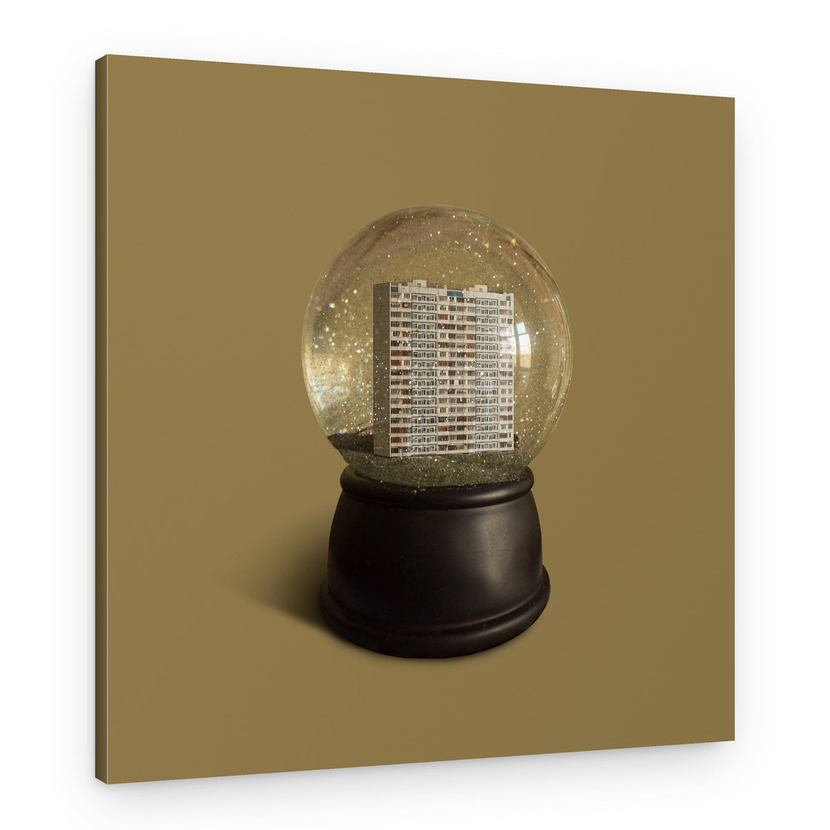 Miniature City Snow Globe – Canvas Print
