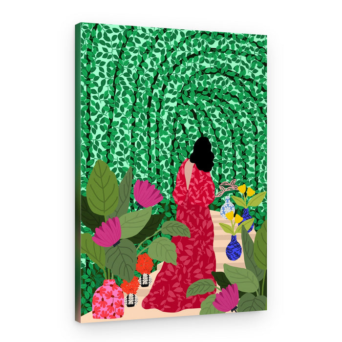 Girl At Her Garden – Canvas Print