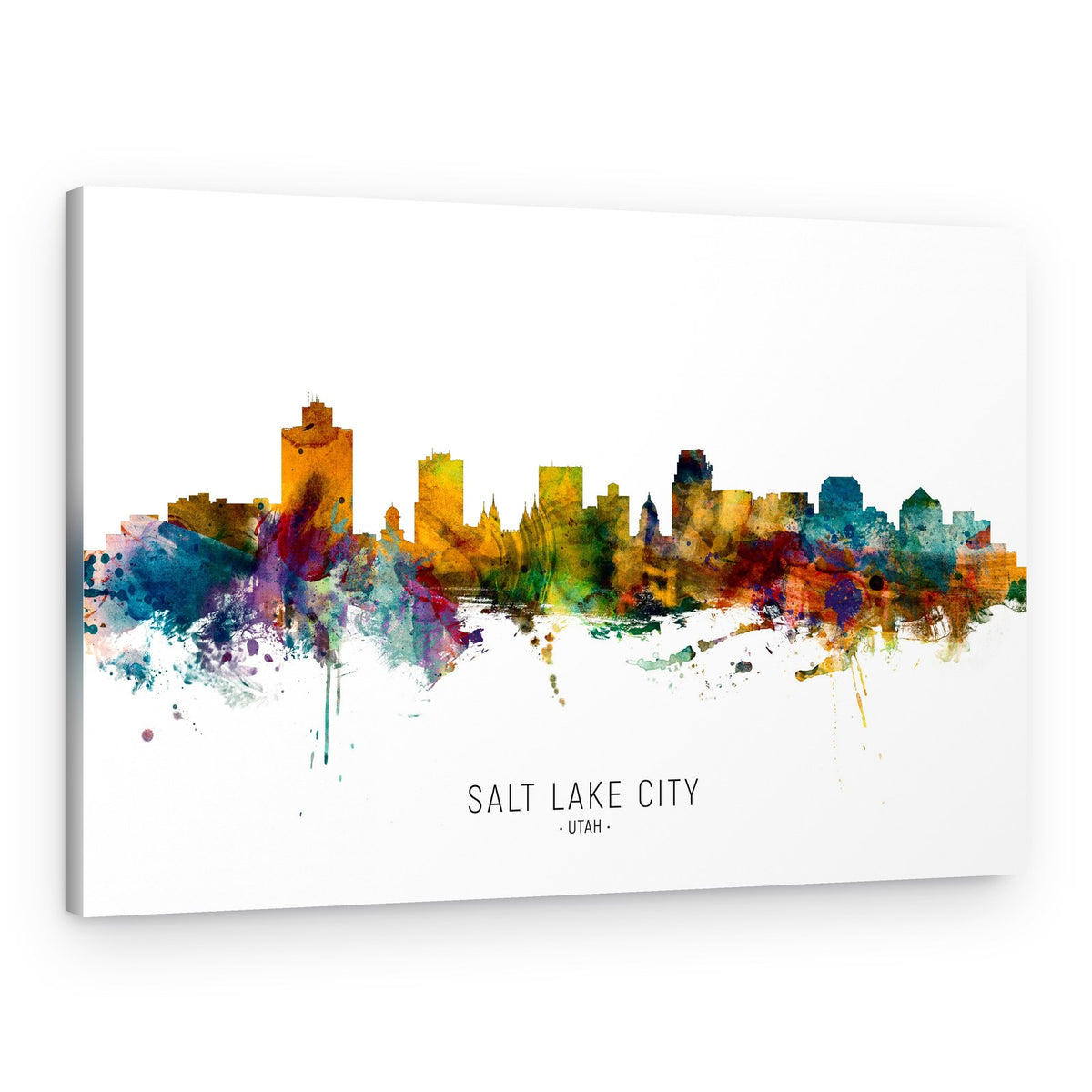 Colorful Salt Lake City Skyline – Canvas Print