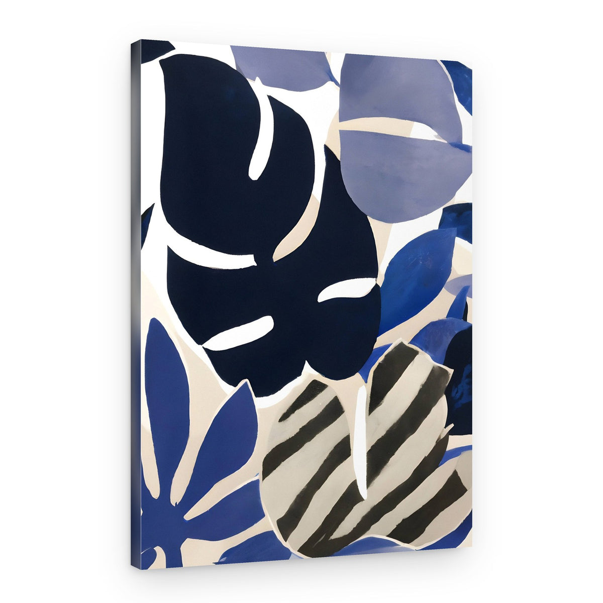 Bold Blue Tropical Leaves – Canvas Print