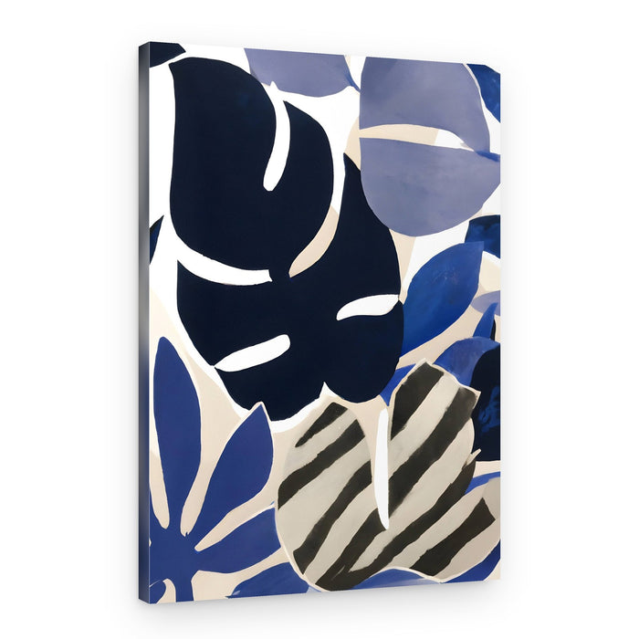 Bold Blue Tropical Leaves – Canvas Print