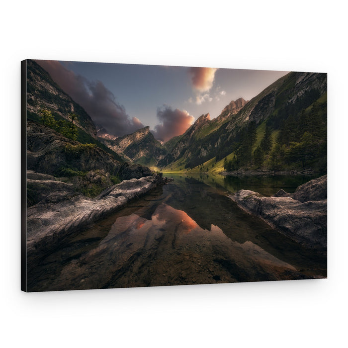 Dramatic Alpine Lake Reflection – Canvas Print