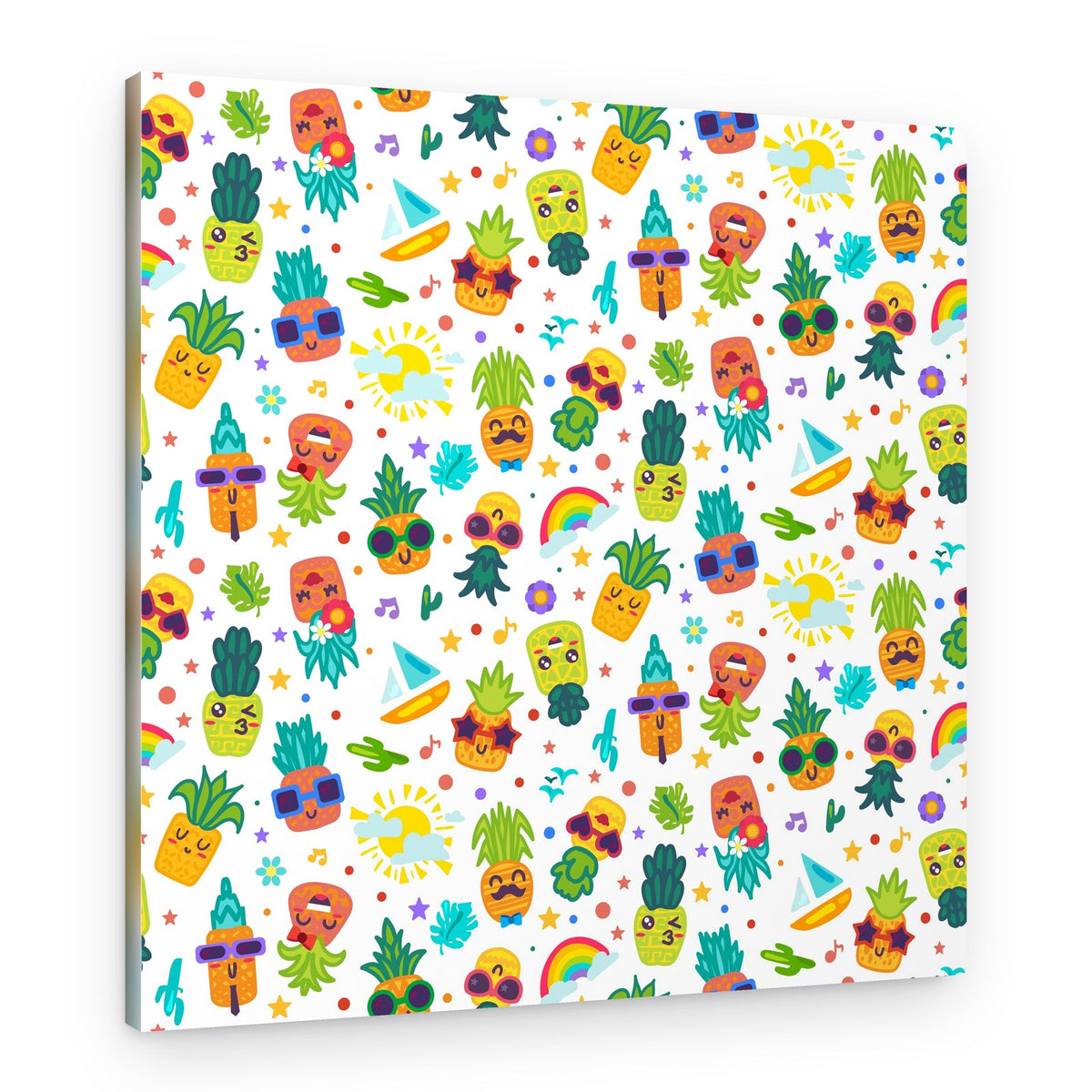 Happy Pineapple Summer Pattern – Canvas Print