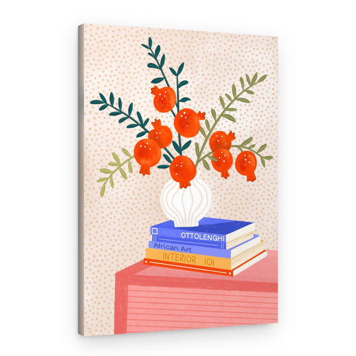 Cozy Tabletop Pomegranates – Canvas Print