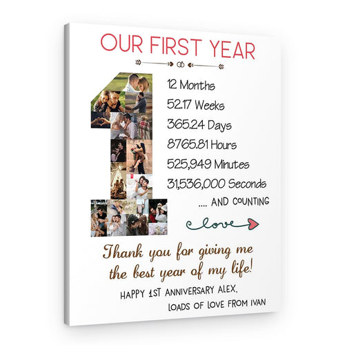 1 Year Anniversary Photo Collage Canvas Print – Canvas Print