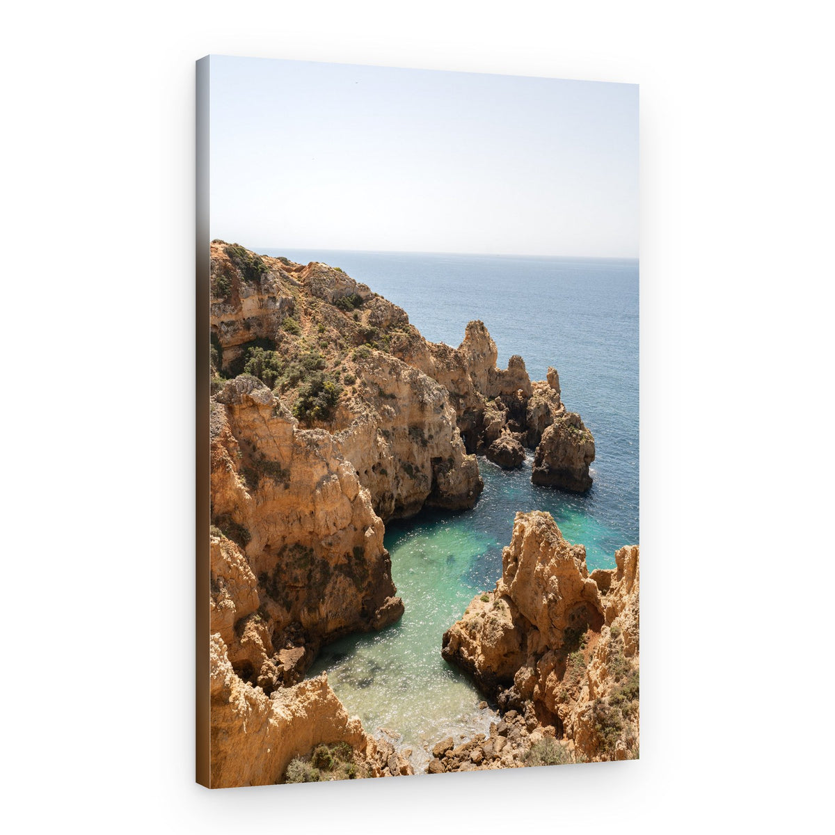 Golden Cliffs Azure Ocean – Canvas Print