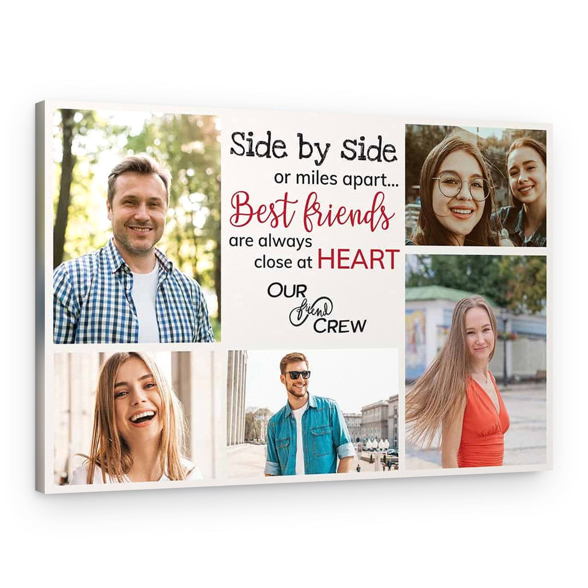 Side By Side Or Miles Apart – Best Friends Photo Collage Canvas Print – Canvas Print