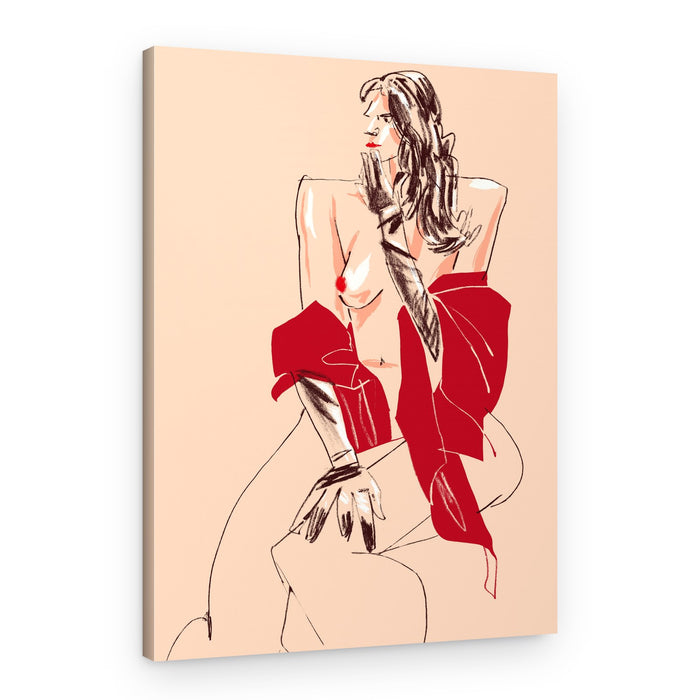 Girl With Gloves Beige – Canvas Print