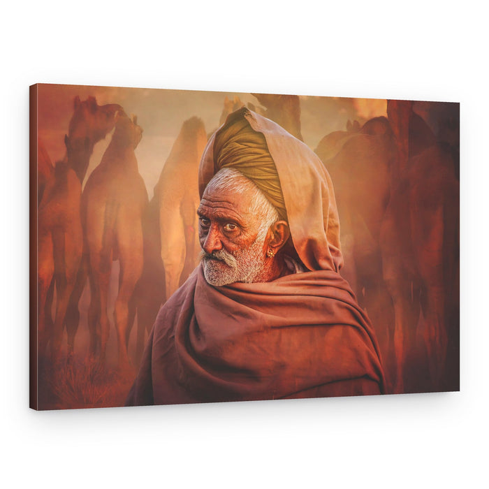 Rajasthani Man and Camels – Canvas Print
