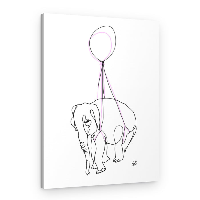 Elephant with Pink Balloon – Canvas Print