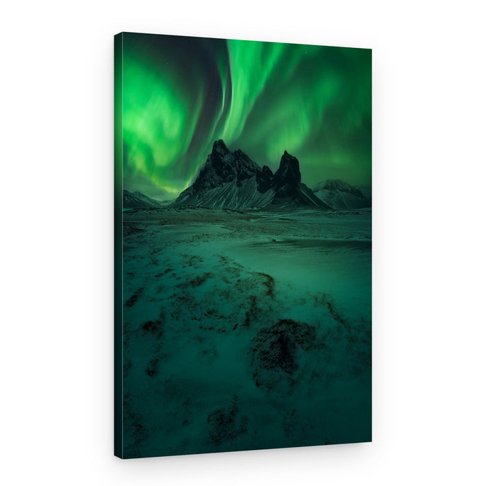 Northern Lights Mountain Glow – Canvas Print