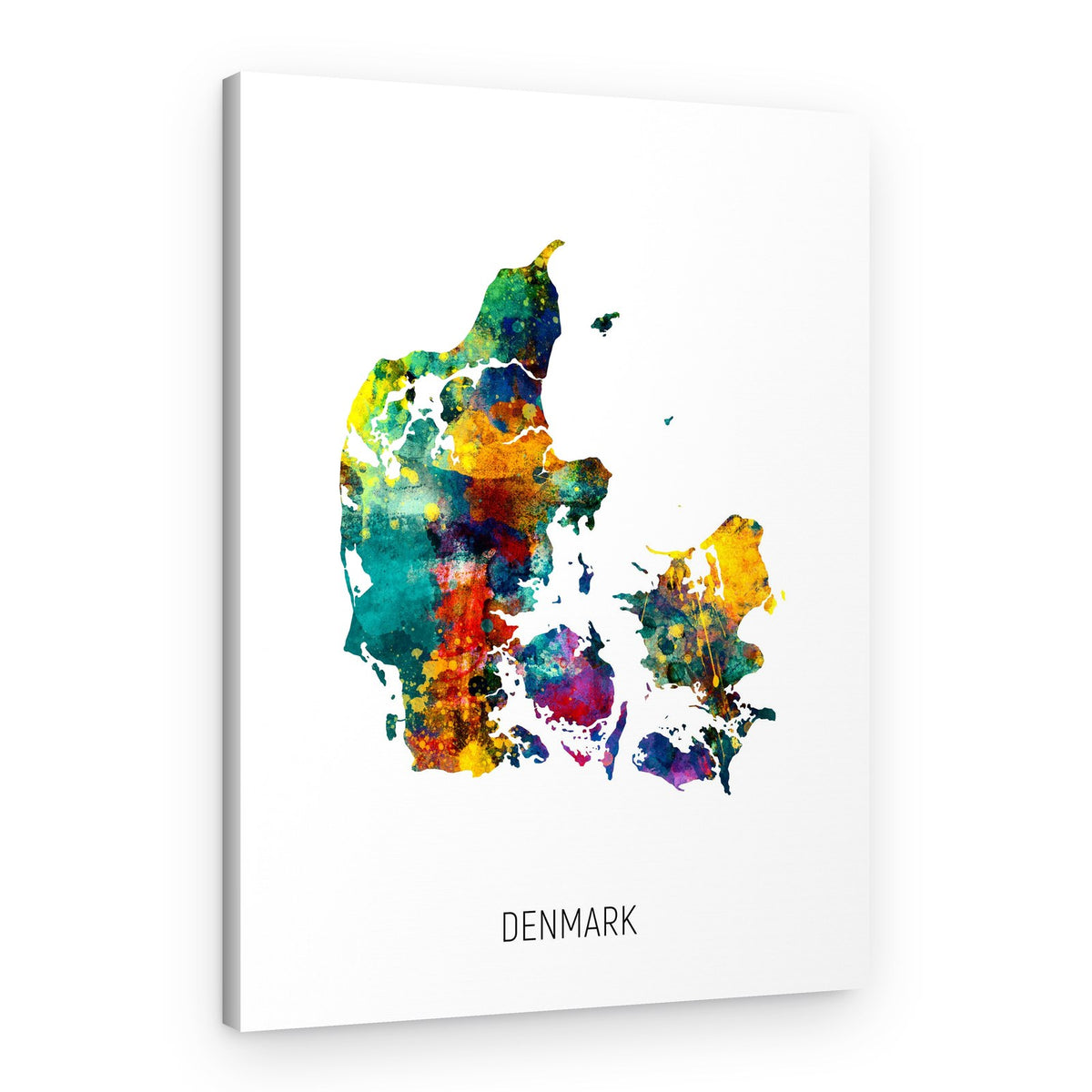 Vibrant Denmark Map – Canvas Print