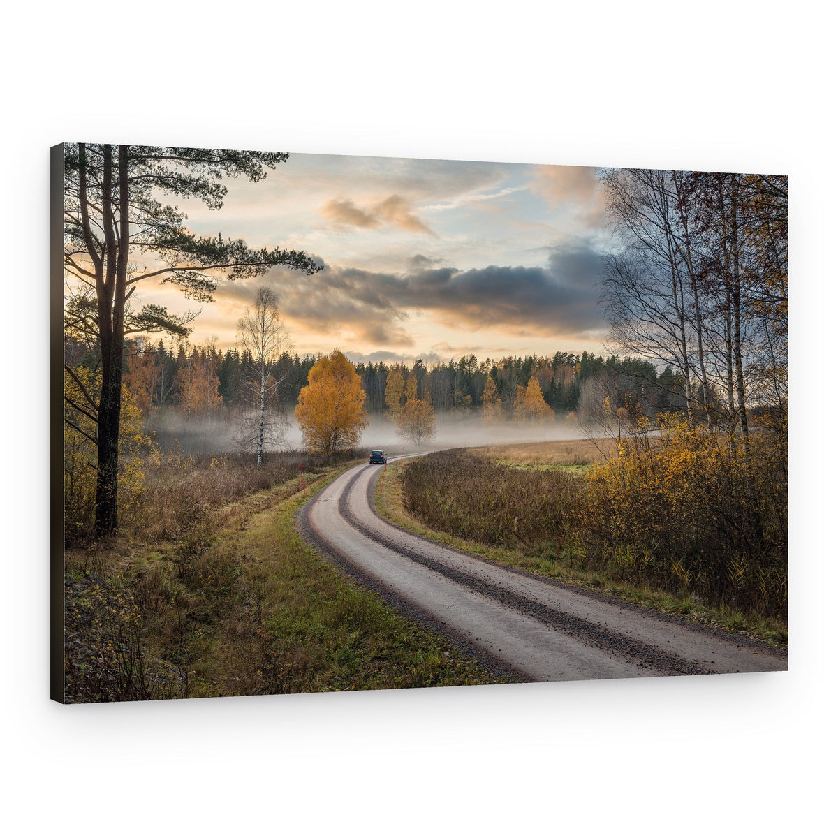 Misty Autumn Road – Canvas Print