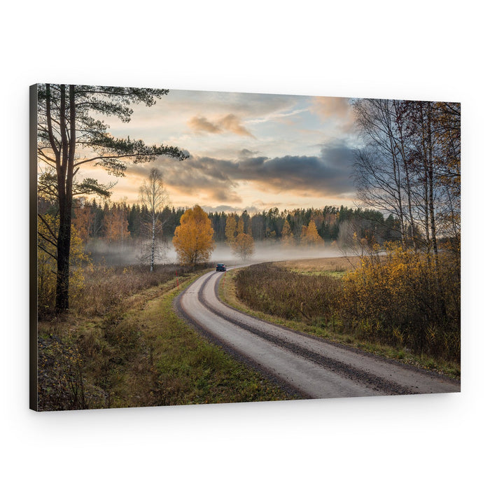 Misty Autumn Road – Canvas Print