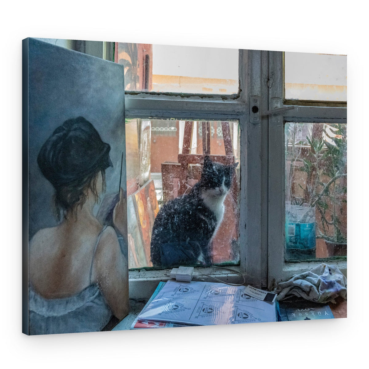 Cat at Studio Window – Canvas Print
