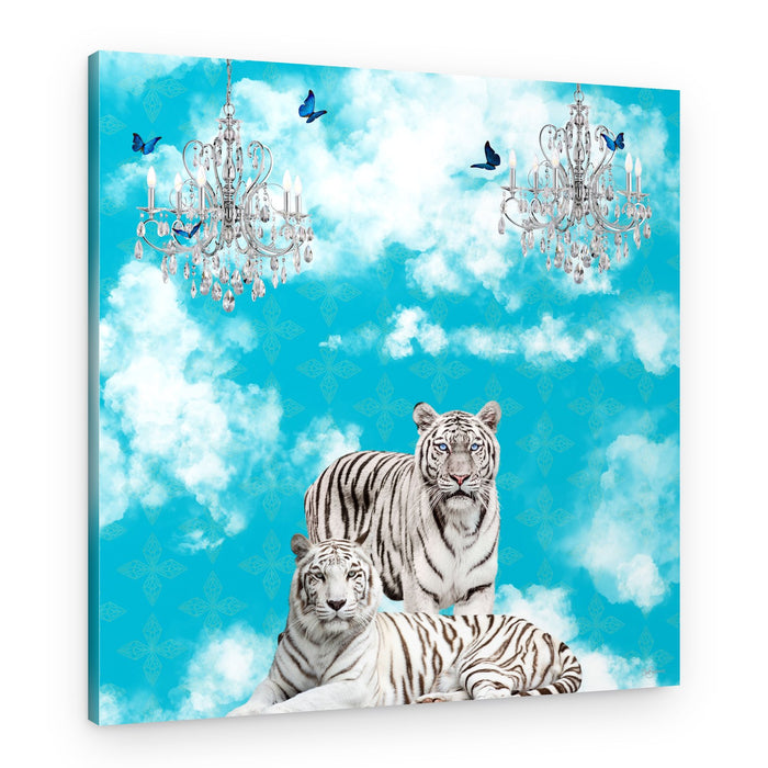 White Tigers Dream Sky – Canvas Print