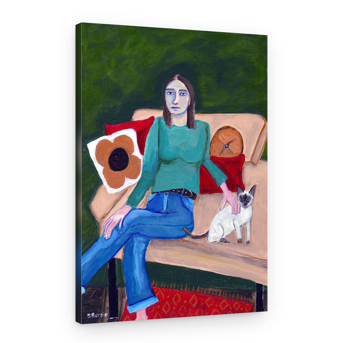 Woman and Her Cat – Canvas Print