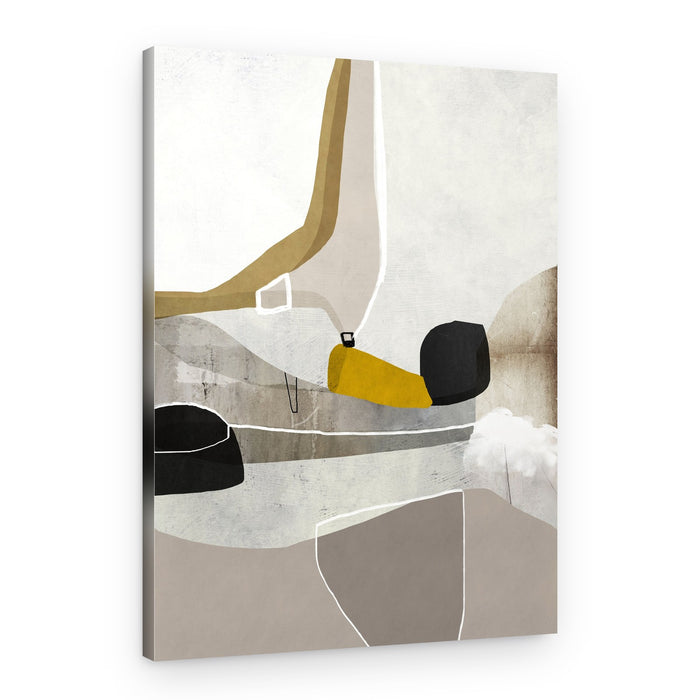Abstract Yellow Black Shapes – Canvas Print