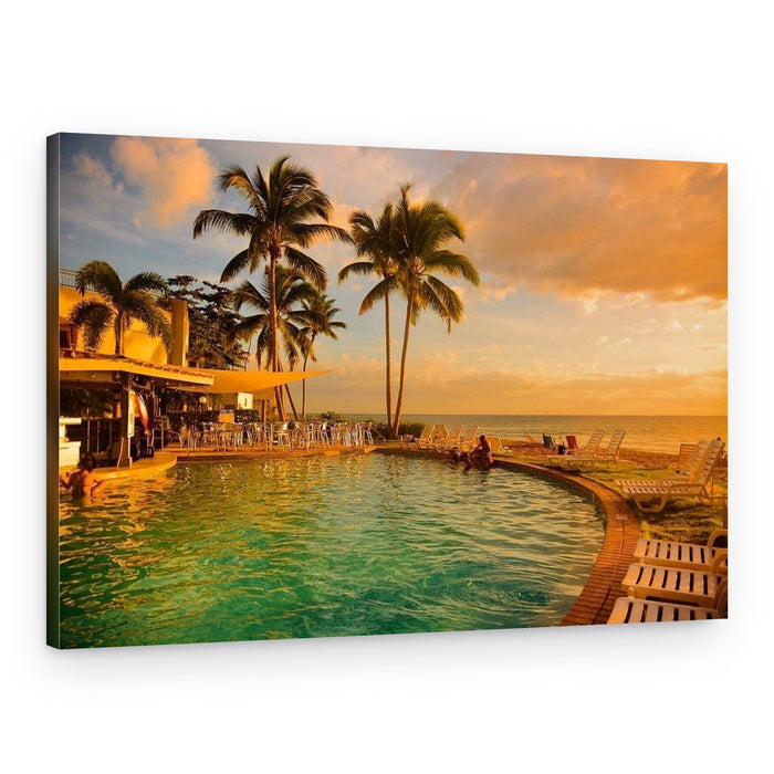 Tropical Sunset Pool – Canvas Print
