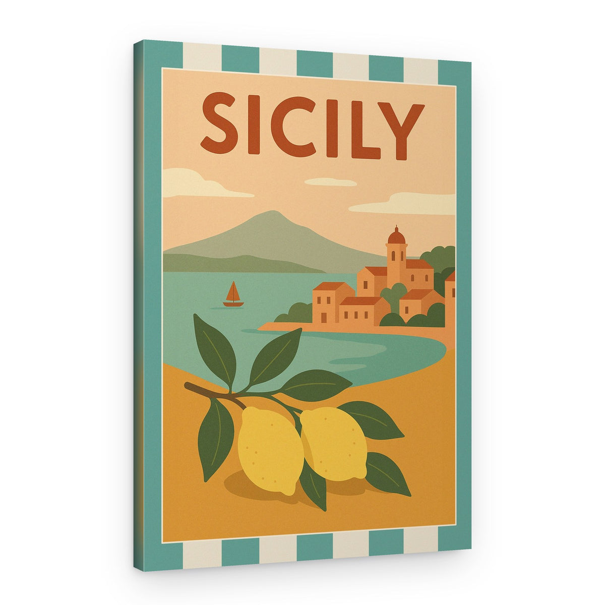 Sicilian Lemons Coastal Village – Canvas Print