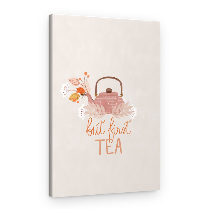 Pink Teapot Floral – Canvas Print