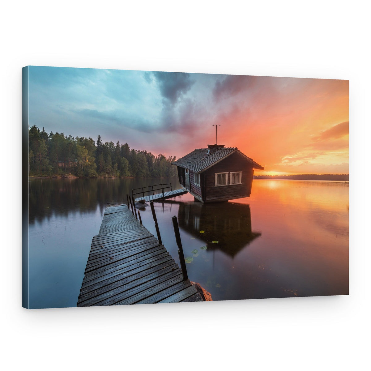 Rustic Lakeside Sunset – Canvas Print